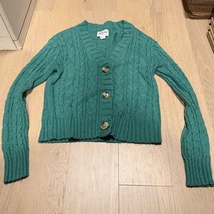 American Eagle Outfitters Teal Button-Up Cardigan